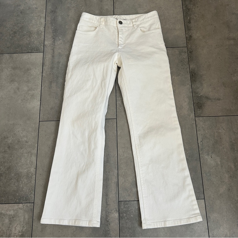 Theory off white cream ankle denim jeans 2